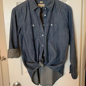 LOFT Chambray/Denim Button Down Top